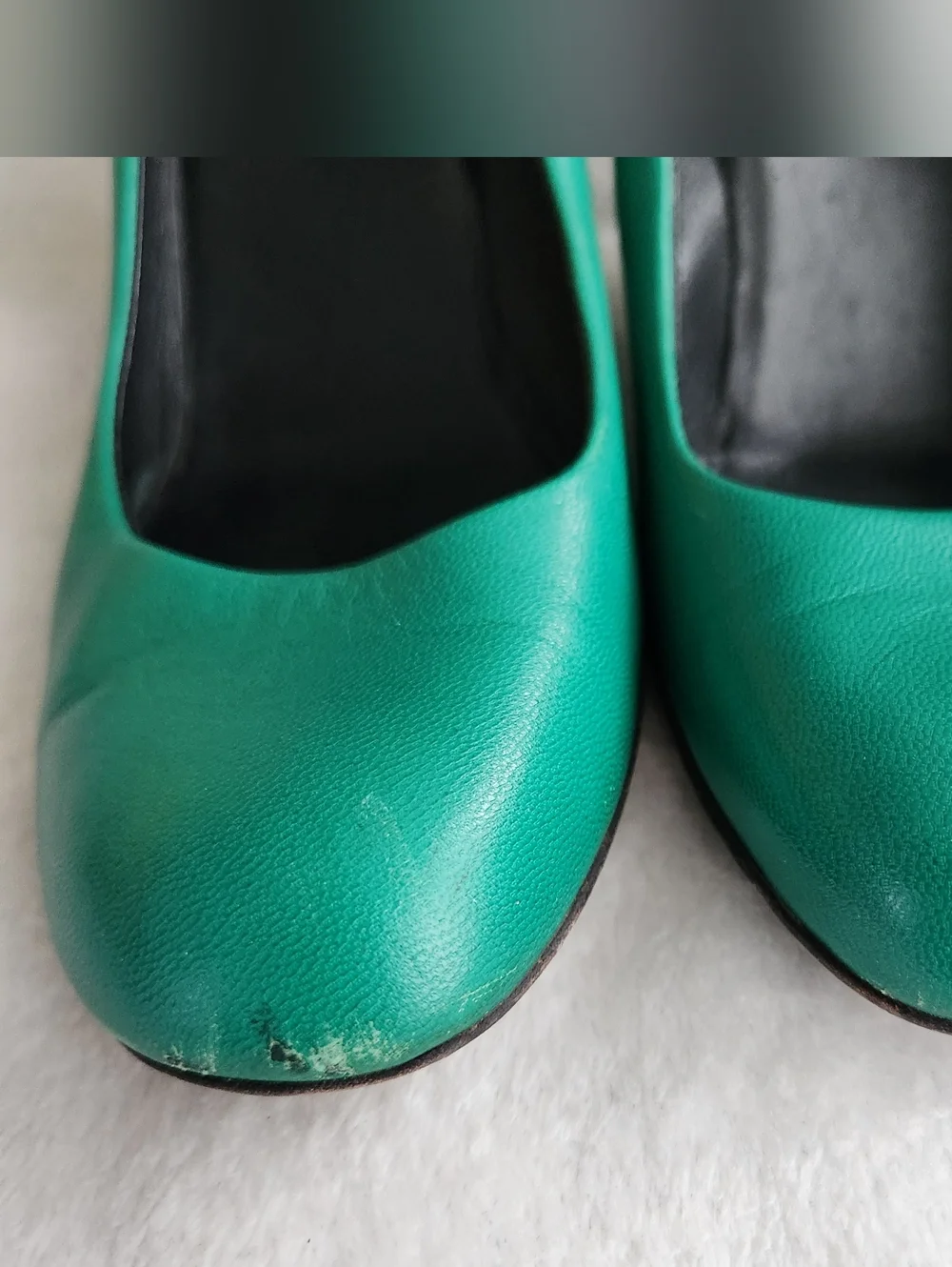 Vintage Gucci Green Leather High Heels Pumps Round Toe Shoes Size 38 US 8 - Picture 3 of 16